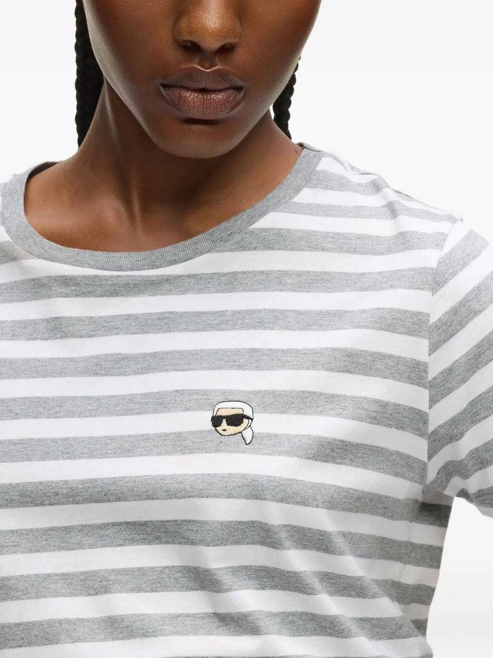 Karl Lagerfeld Ikon Striped T-shirt In Gray