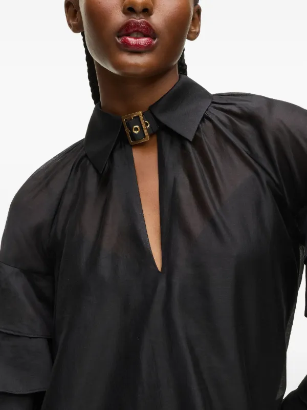 Karl Lagerfeld Ruffled Buckle Mini Dress | Black | FARFETCH ID