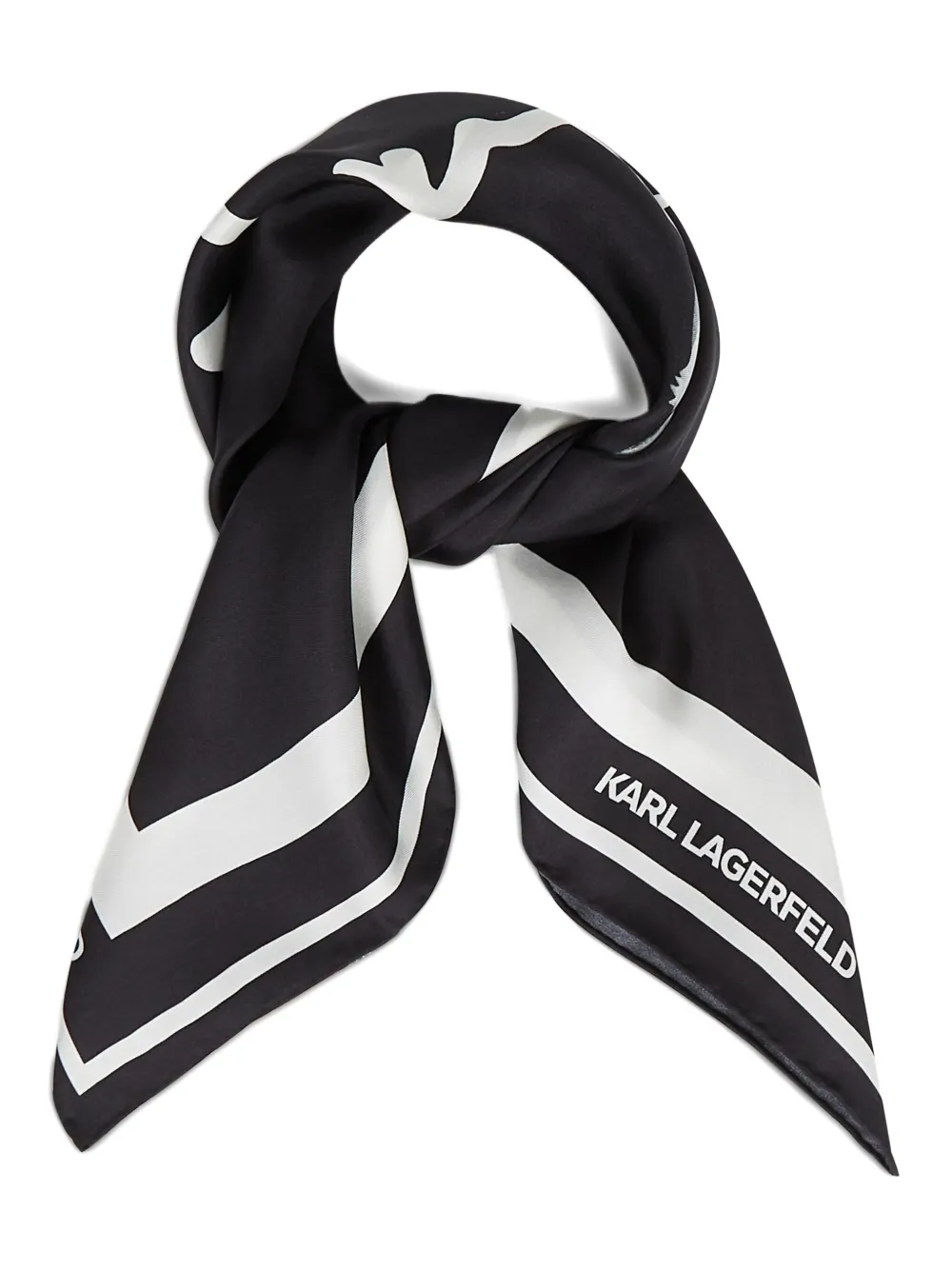 Karl Lagerfeld Ikon Choupette Signature zijden sjaal - Zwart