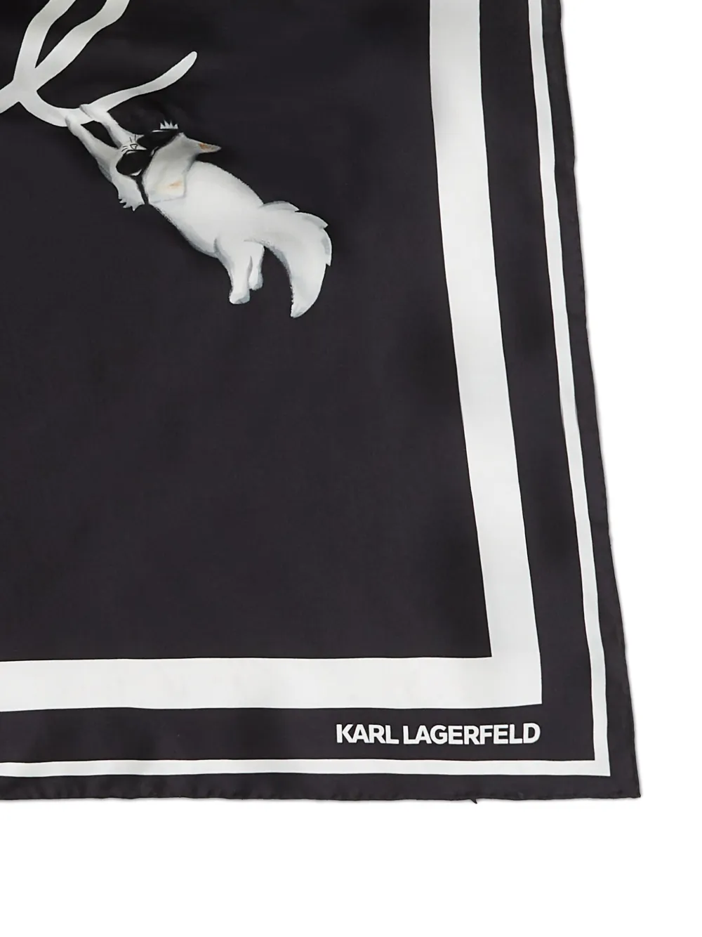 Karl Lagerfeld Ikon Choupette Signature zijden sjaal Zwart