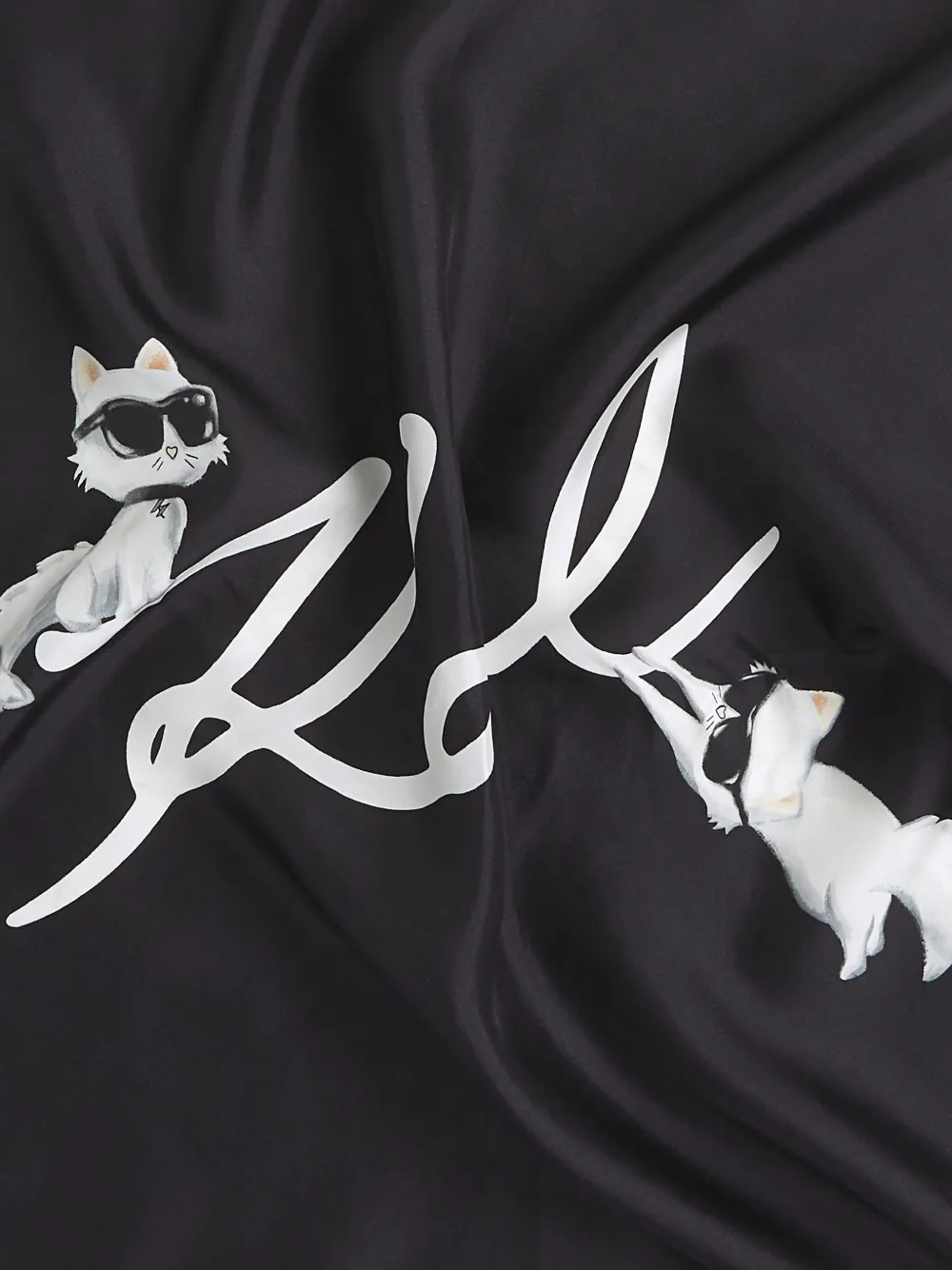Karl Lagerfeld Ikon Choupette Signature zijden sjaal Zwart