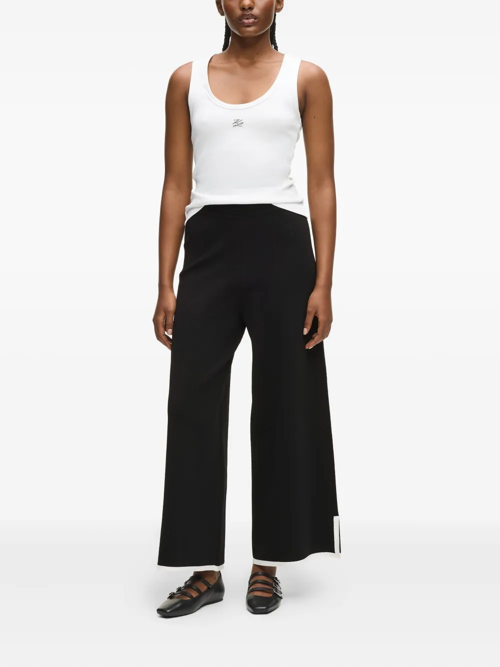 Karl Lagerfeld Palazzo broek met contrasterende afwerking - Zwart