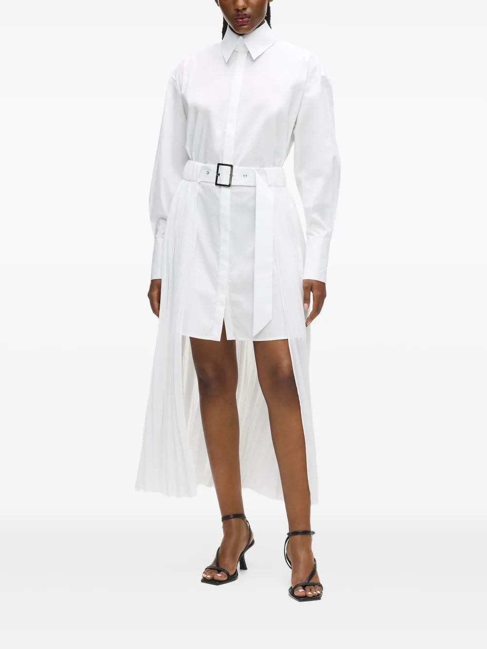 Karl Lagerfeld Geplooide blousejurk met ceintuur - Wit