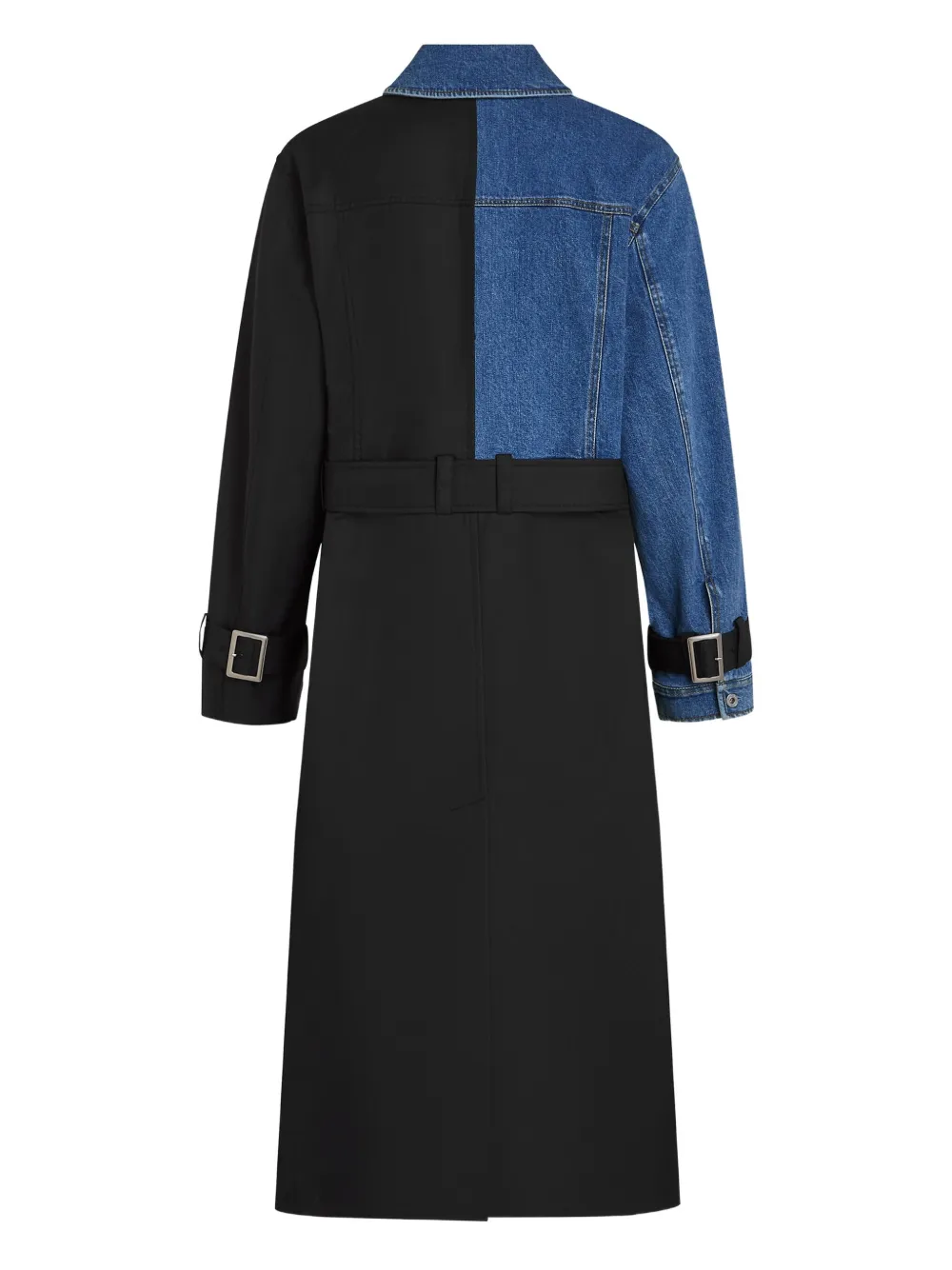 Karl Lagerfeld Jeans Trenchcoat met denim vlakken en ceintuur Blauw