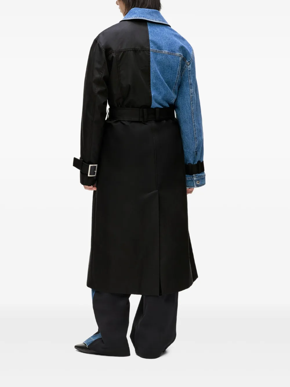 Karl Lagerfeld Jeans Trenchcoat met denim vlakken en ceintuur Blauw