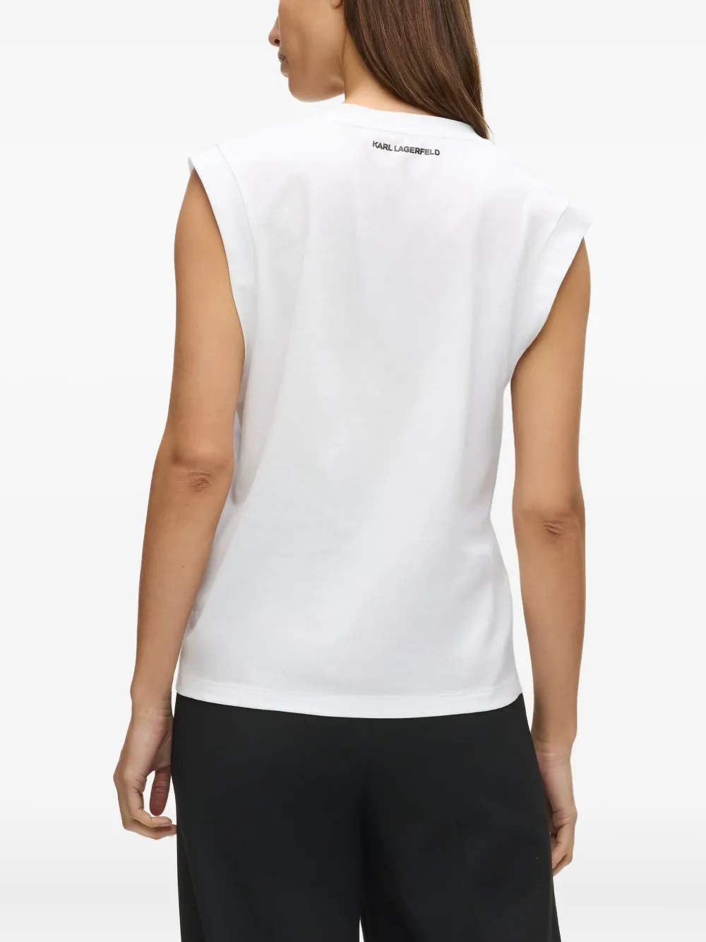 Karl Lagerfeld Ikon V-neck Tank Top In White