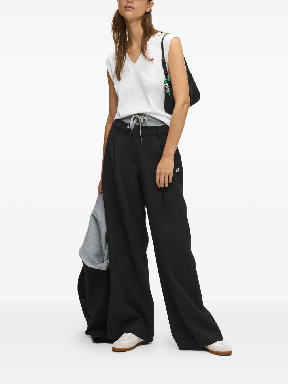 Karl Lagerfeld Ikon V-neck Tank Top In White