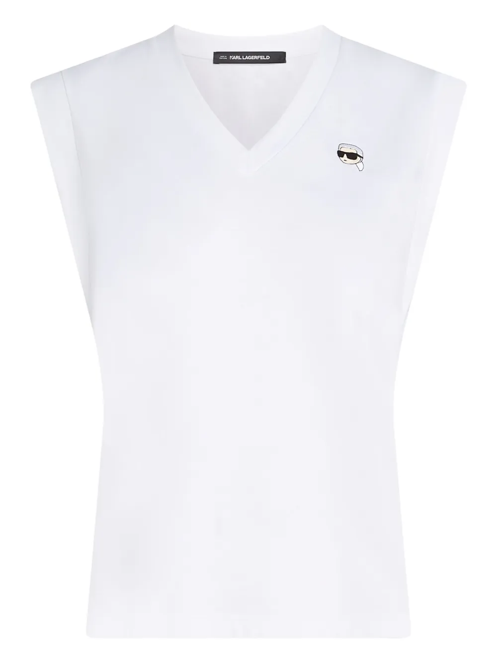 Karl Lagerfeld Ikon V-neck Tank Top In White