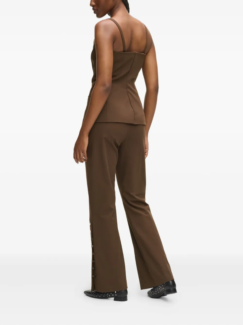 Karl Lagerfeld Press-stud Detailing Trousers In Brown