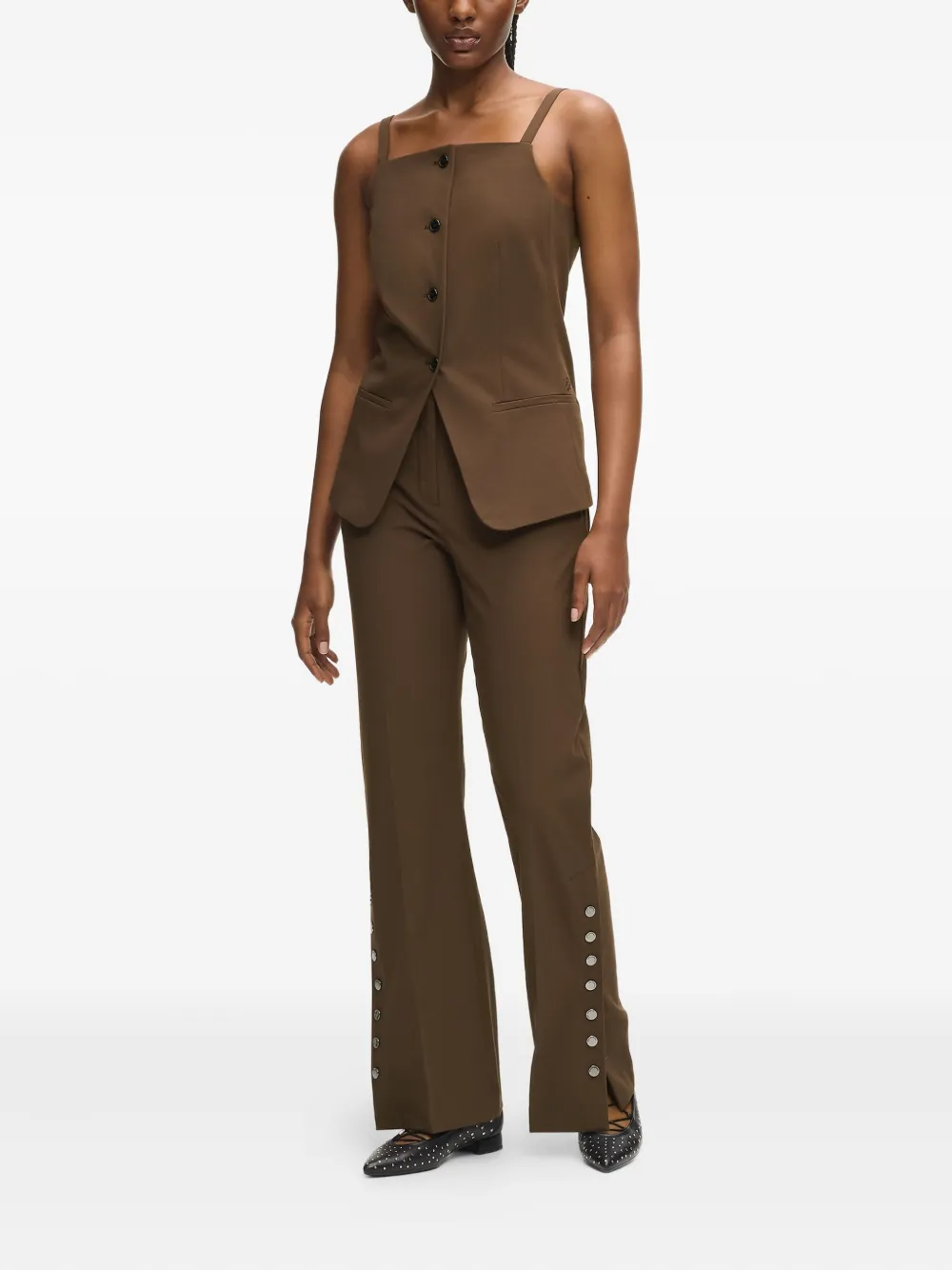Karl Lagerfeld Press-stud Detailing Trousers In Brown