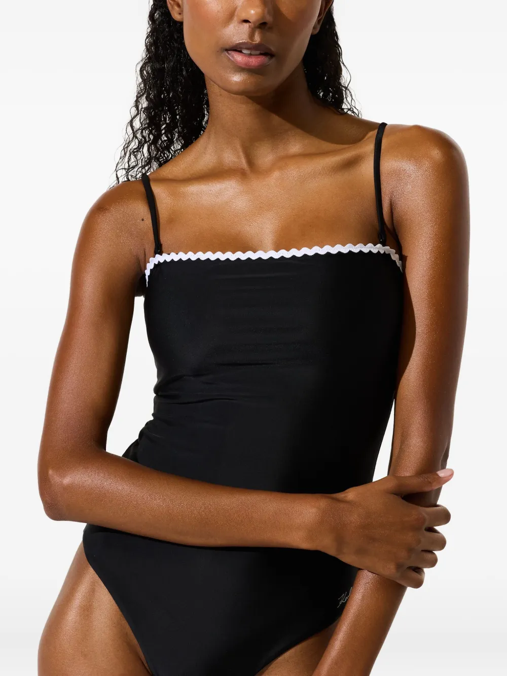 Karl Lagerfeld Costume intero con bordo a smerlo - Nero