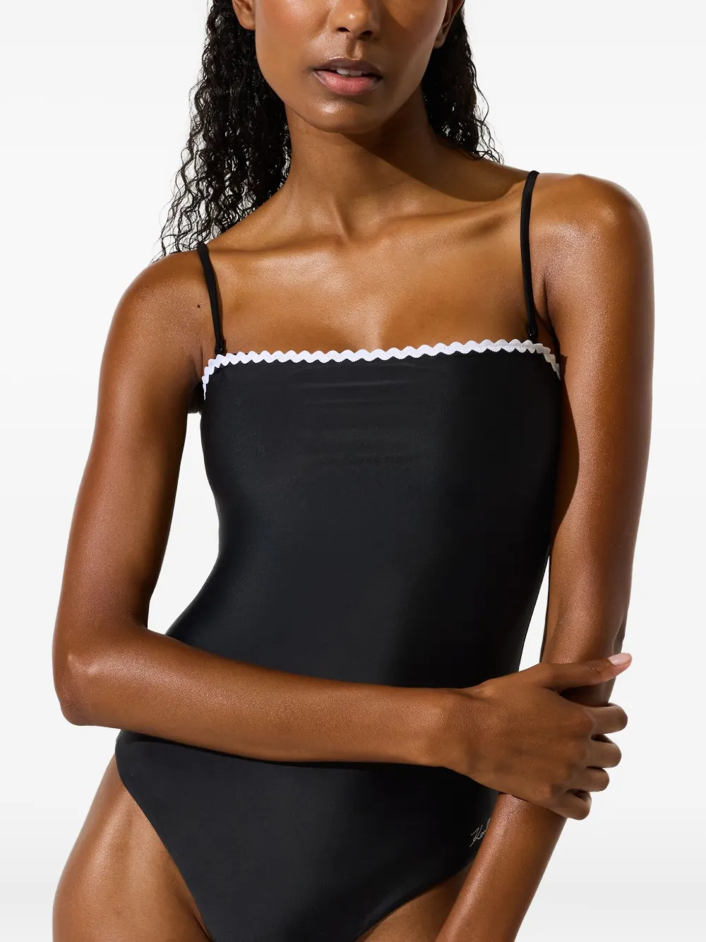 Karl Lagerfeld Badpak met gewelfde afwerking Zwart