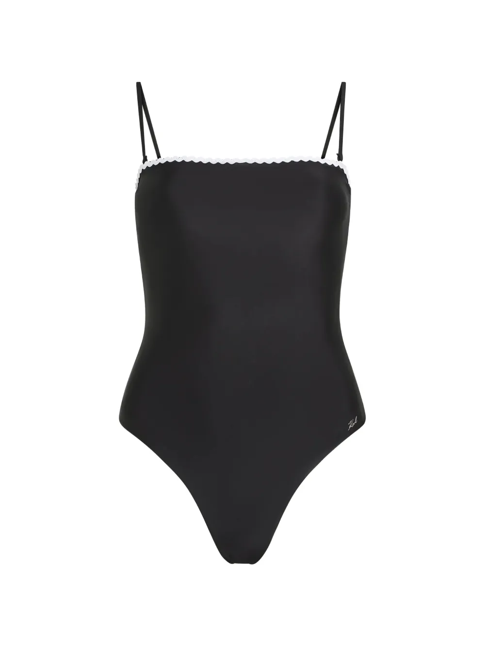 Karl Lagerfeld Costume intero con bordo a smerlo - Nero