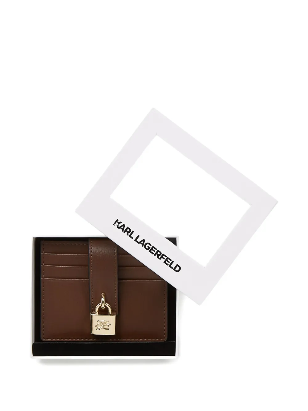 Karl Lagerfeld K/autograph Padlock Cardholder In Brown