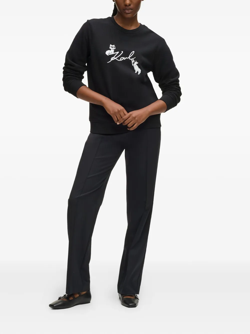 Karl Lagerfeld Ikon Signature Choupette Sweatshirt In Black