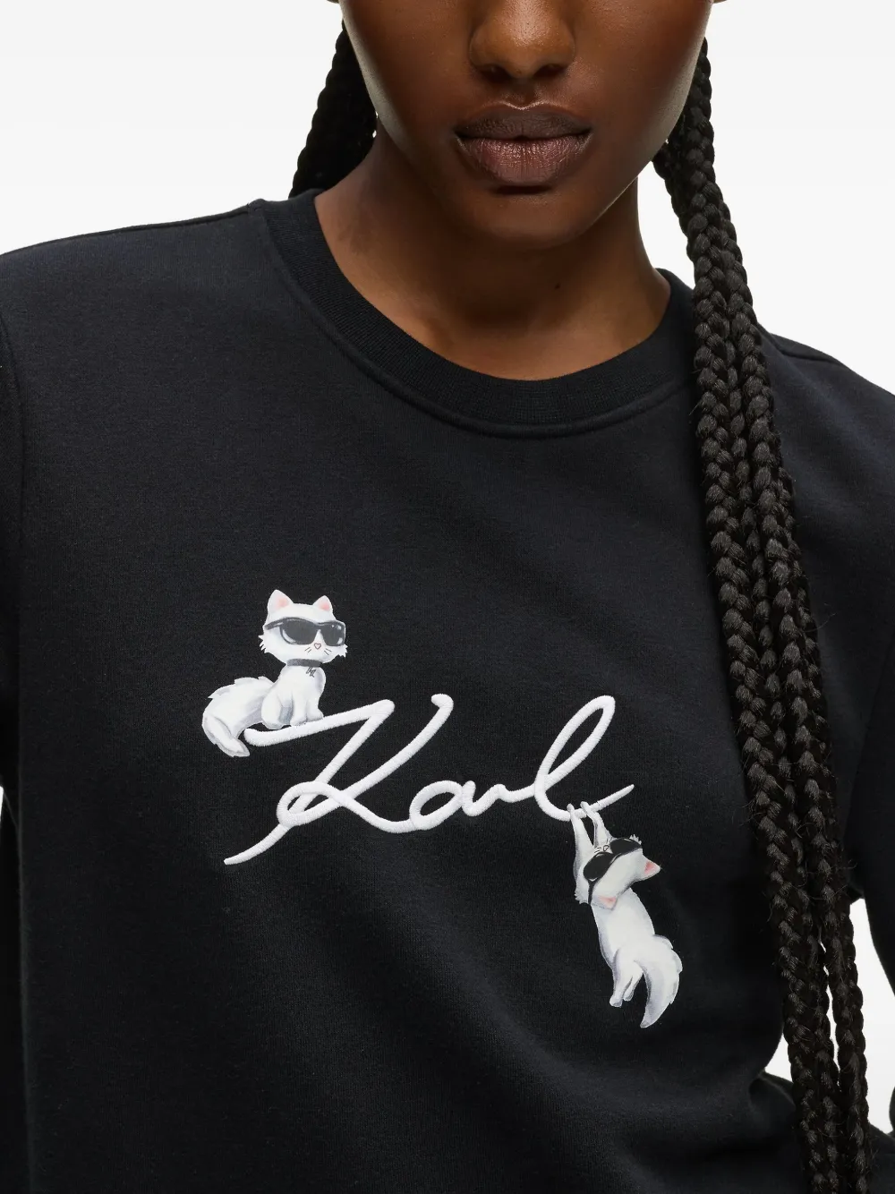 Karl Lagerfeld Ikon Signature Choupette Sweatshirt In Black