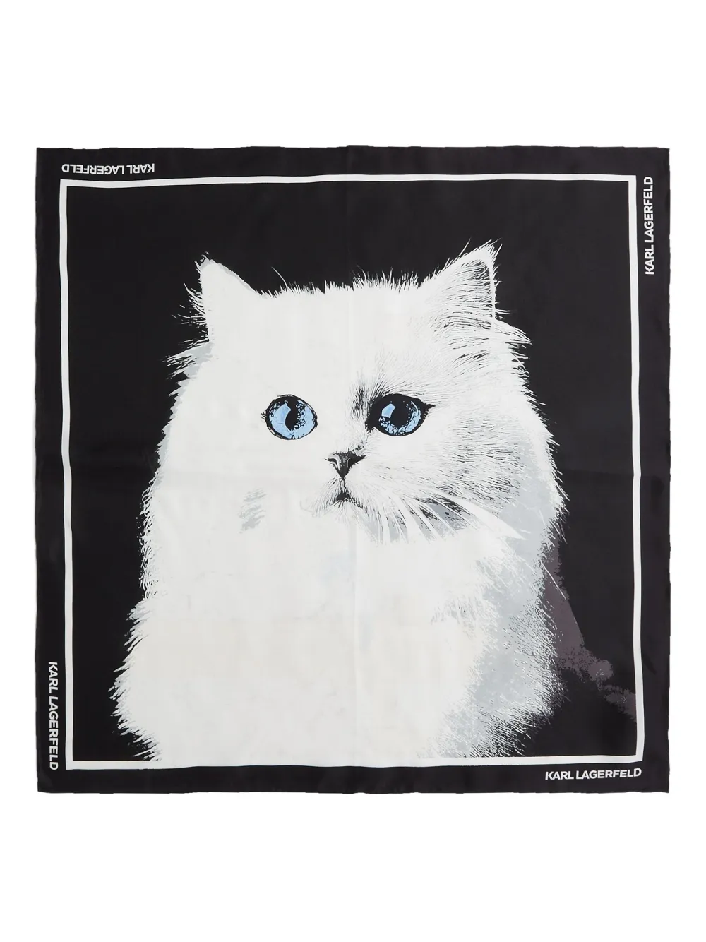 Karl Lagerfeld Foulard Ikon Choupette in seta - Nero