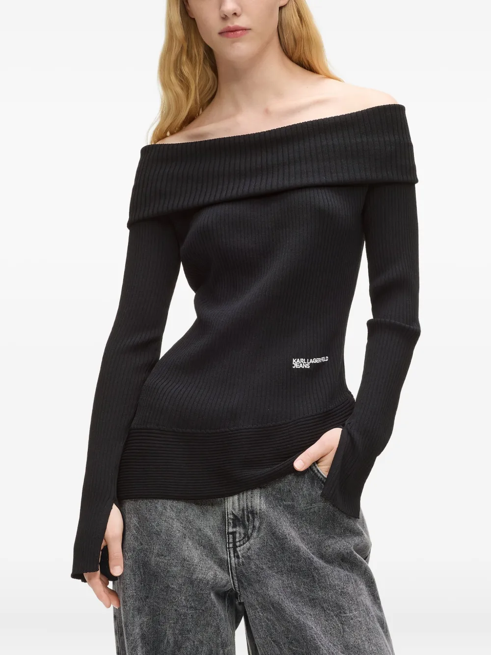 Karl Lagerfeld Jeans Off-shoulder trui Zwart