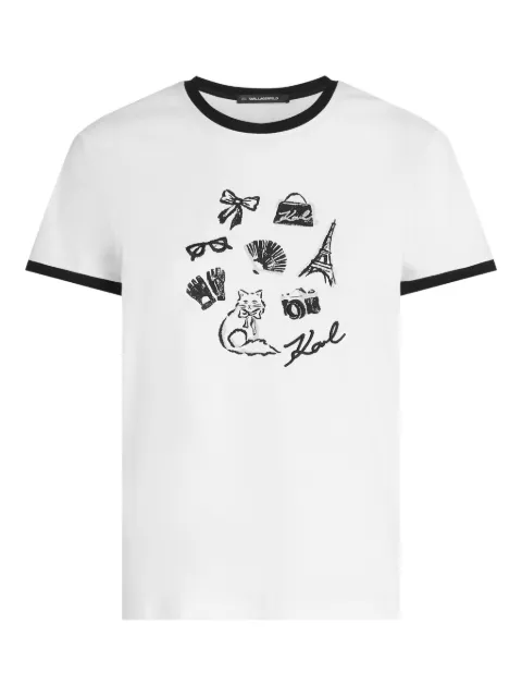 Karl Lagerfeld graphic-print charms ringer T-shirt