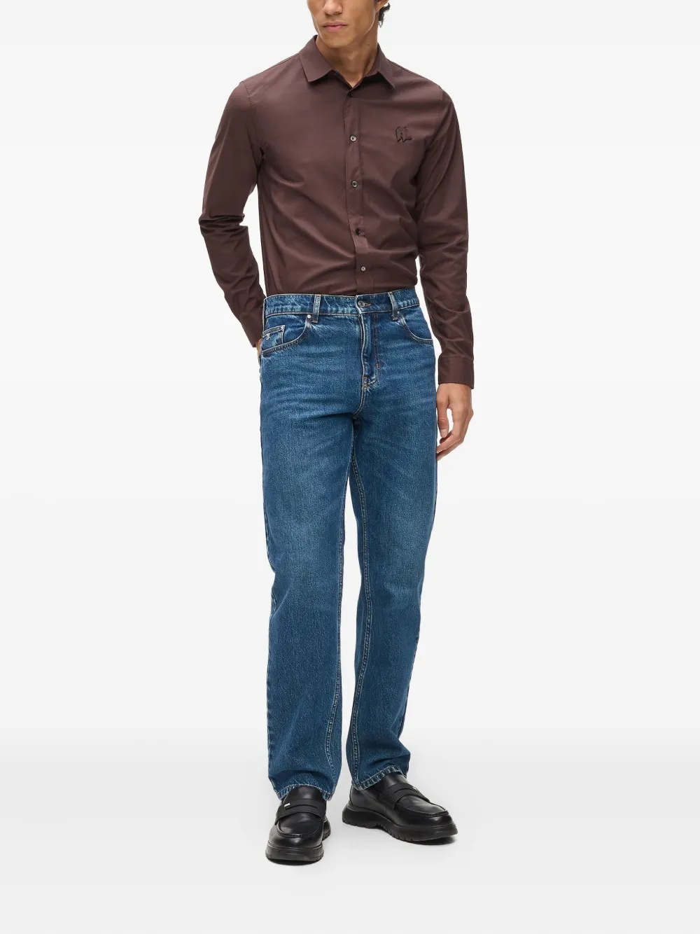 Karl Lagerfeld Overhemd met monogram-detail - Bruin