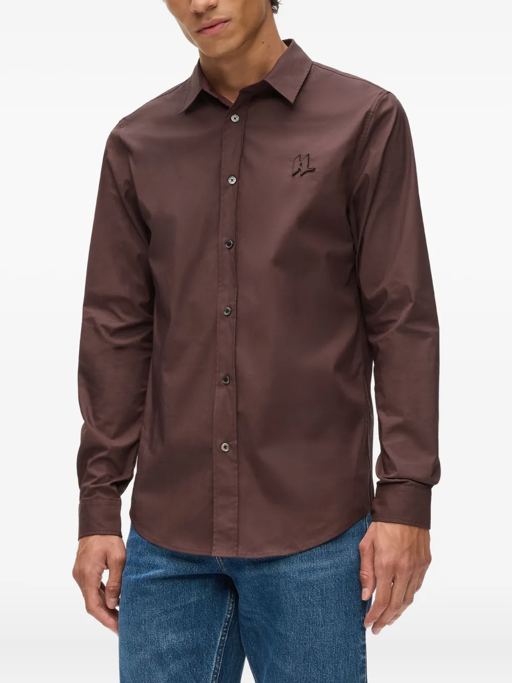 Karl Lagerfeld Overhemd met monogram-detail Bruin