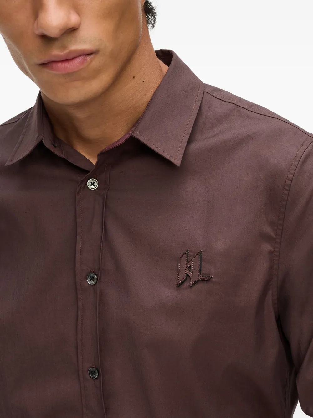 Karl Lagerfeld Overhemd met monogram-detail Bruin