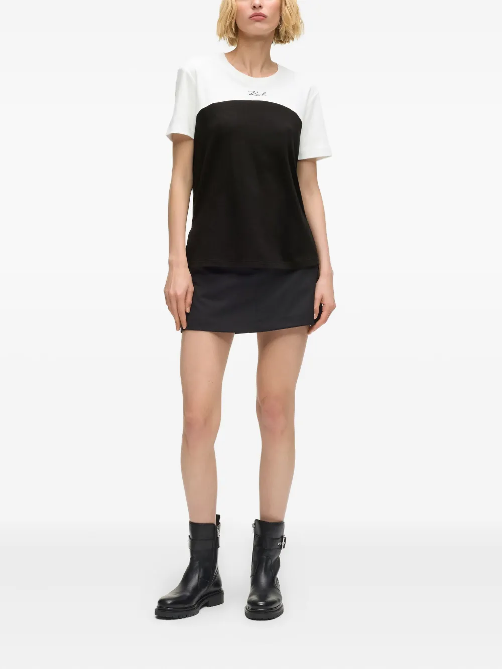 Karl Lagerfeld Short-sleeves Cotton T-shirt In Black