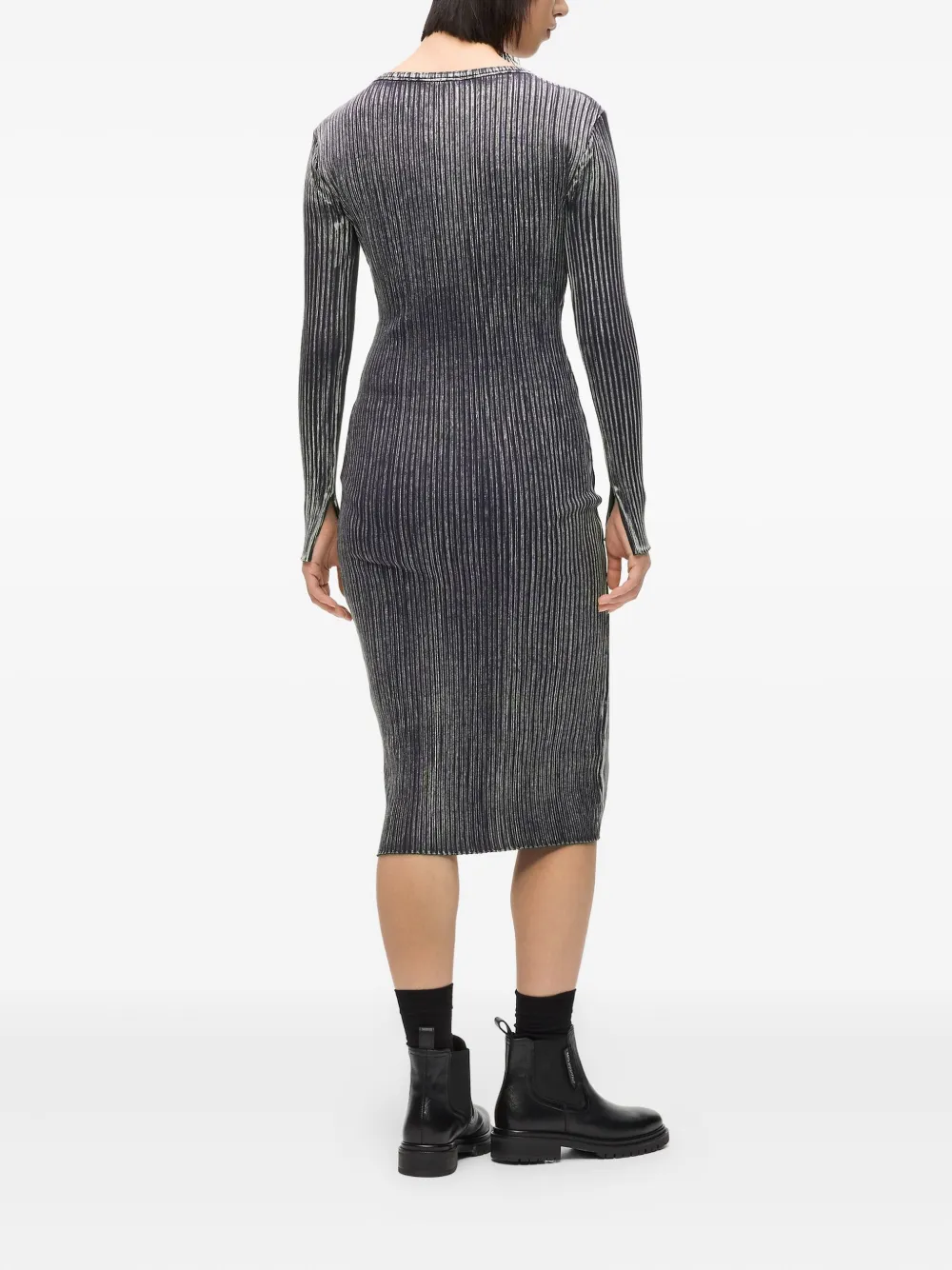 Karl Lagerfeld Jeans Geribbelde midi-jurk met lange mouwen Zwart