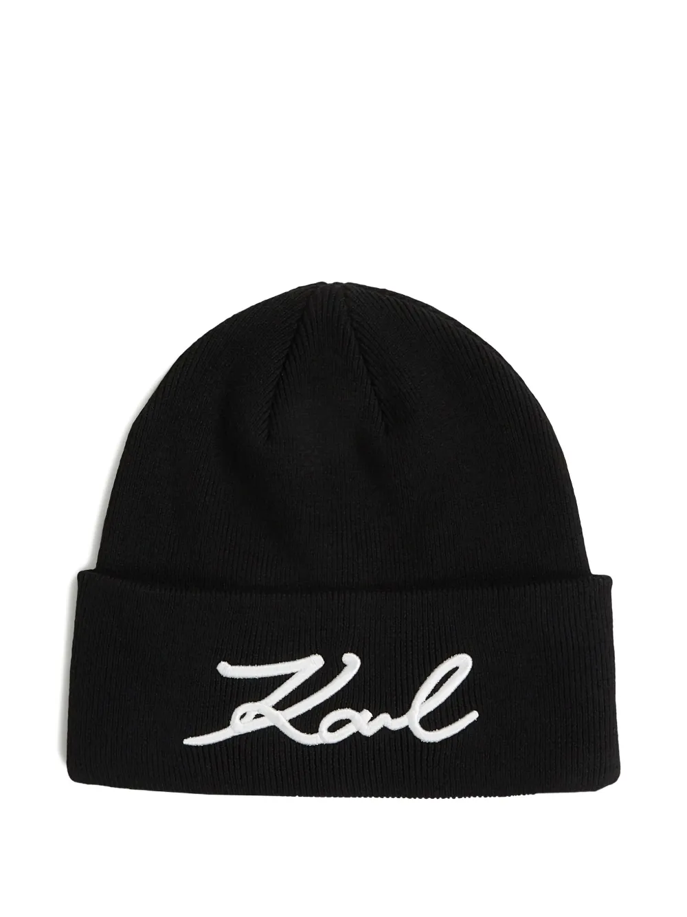 Karl Lagerfeld Signature beanie hat | Black | Image 1