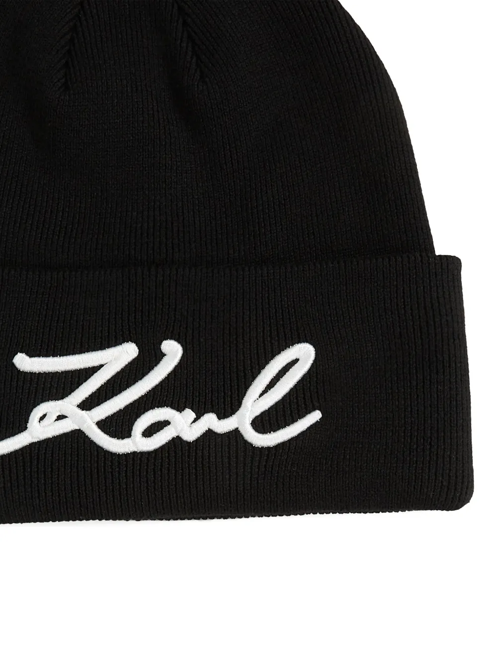 Karl Lagerfeld Signature Beanie Hat In Black