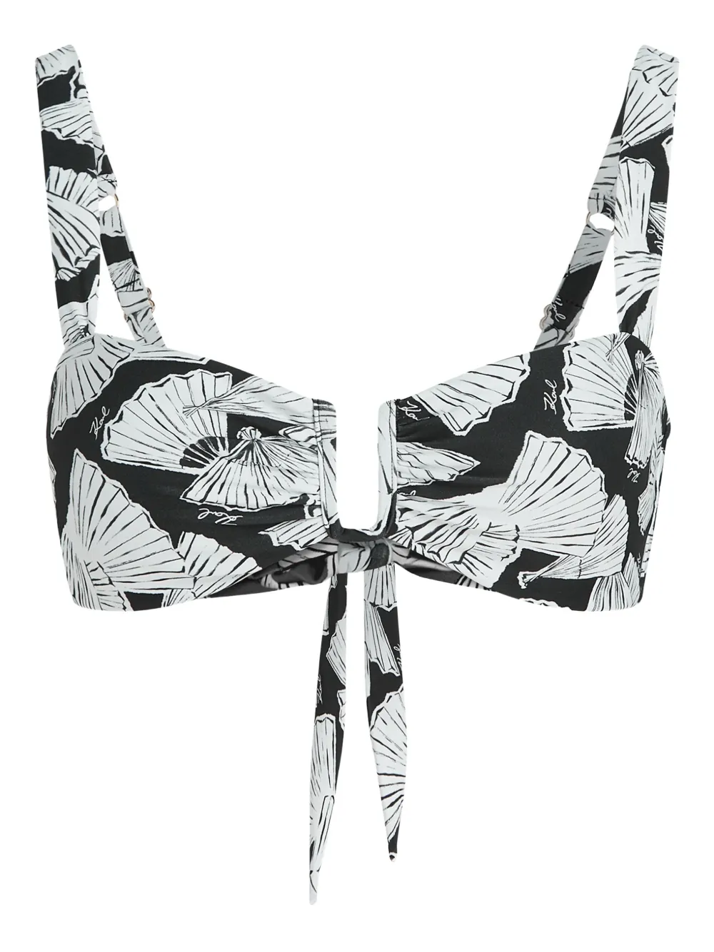 Karl Lagerfeld fan-print bikini top | Black | Image 1