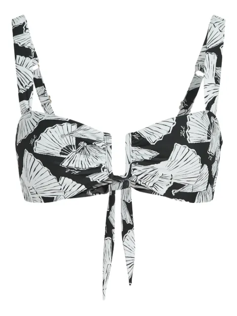 Karl Lagerfeld fan-print bikini top