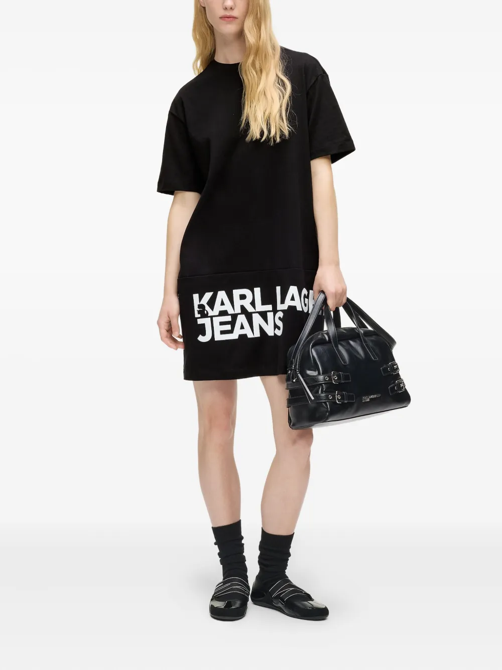 Karl Lagerfeld Jeans Jurk met logoprint - Zwart