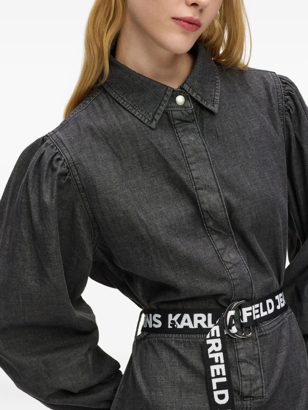 Karl Lagerfeld Jeans Spijkerjurk met ceintuur Grijs