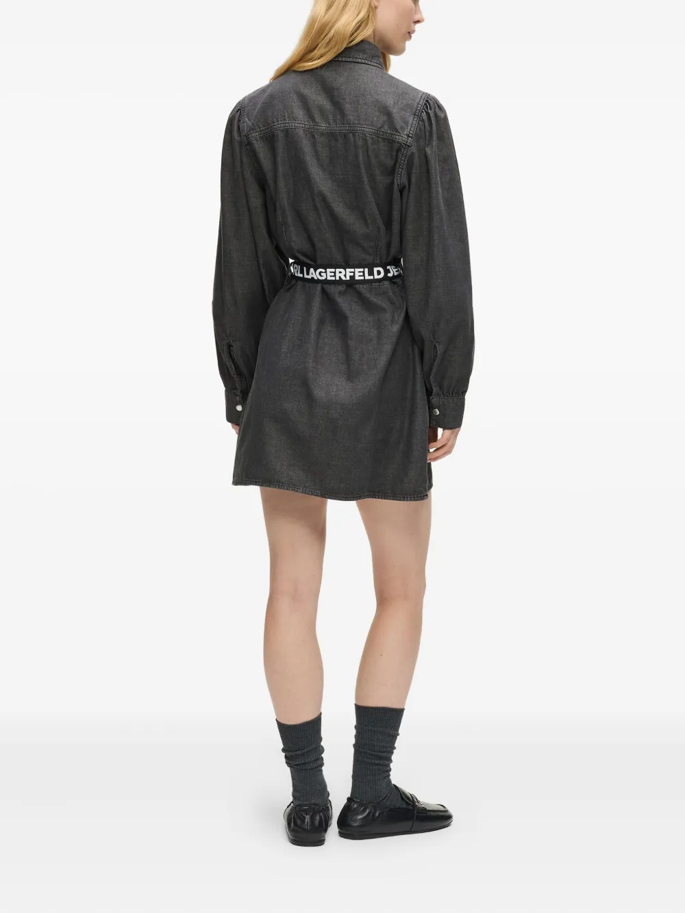 Karl Lagerfeld Jeans Spijkerjurk met ceintuur Grijs