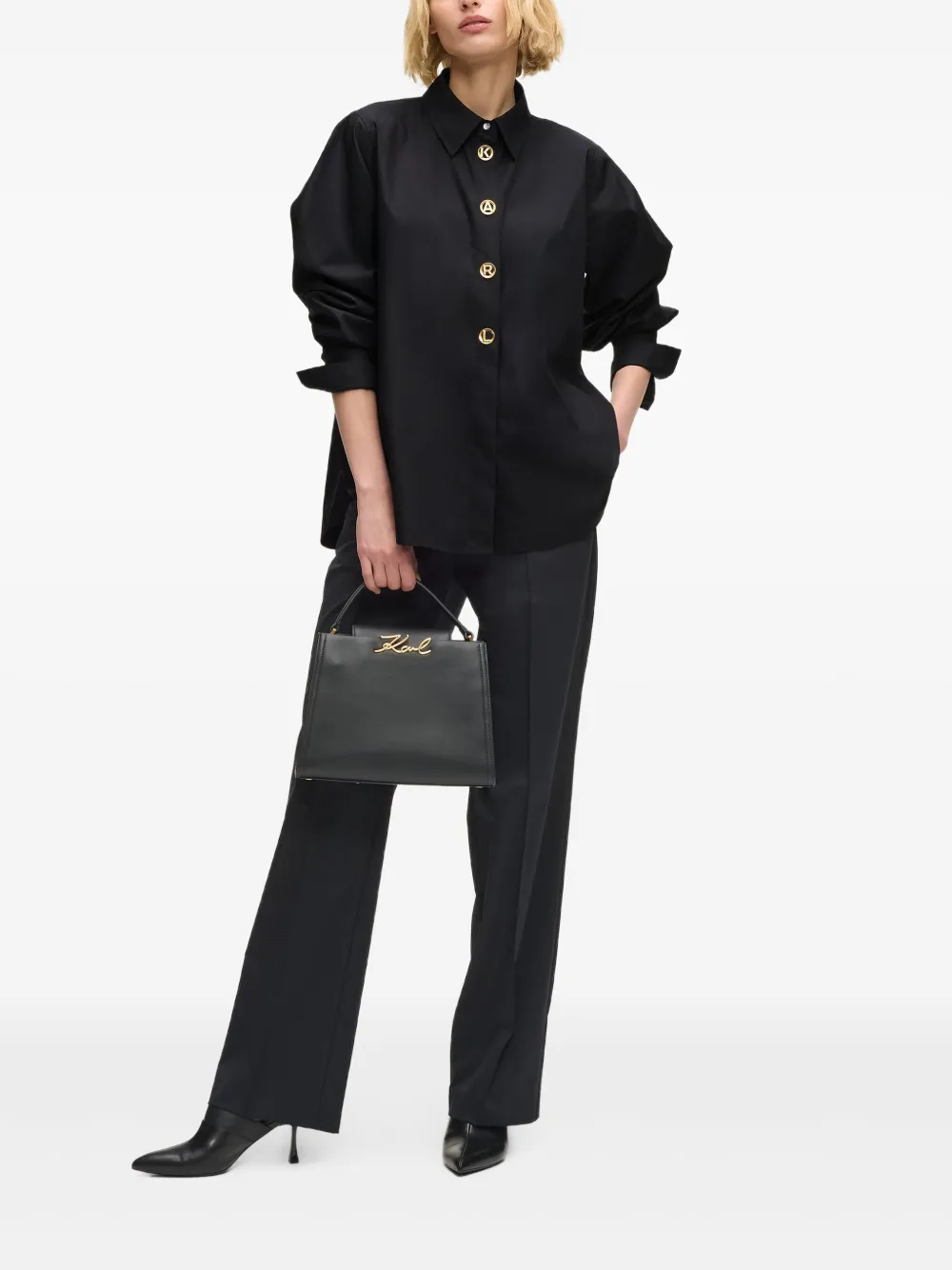 Karl Lagerfeld Karl blouse met letter-knopen - Zwart