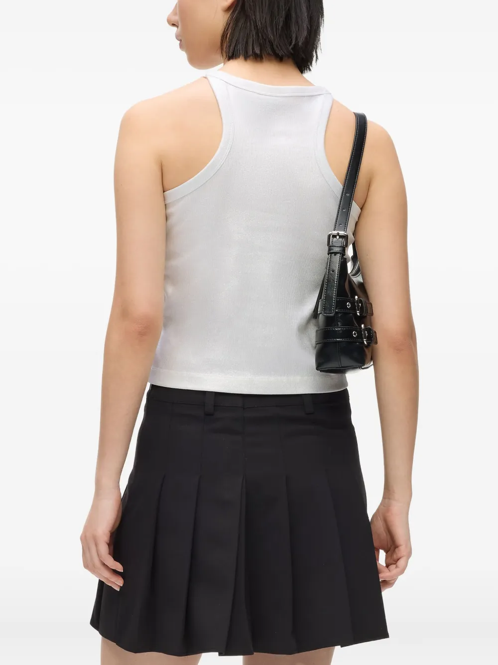 Karl Lagerfeld Jeans Ribbed Racerback Top In White