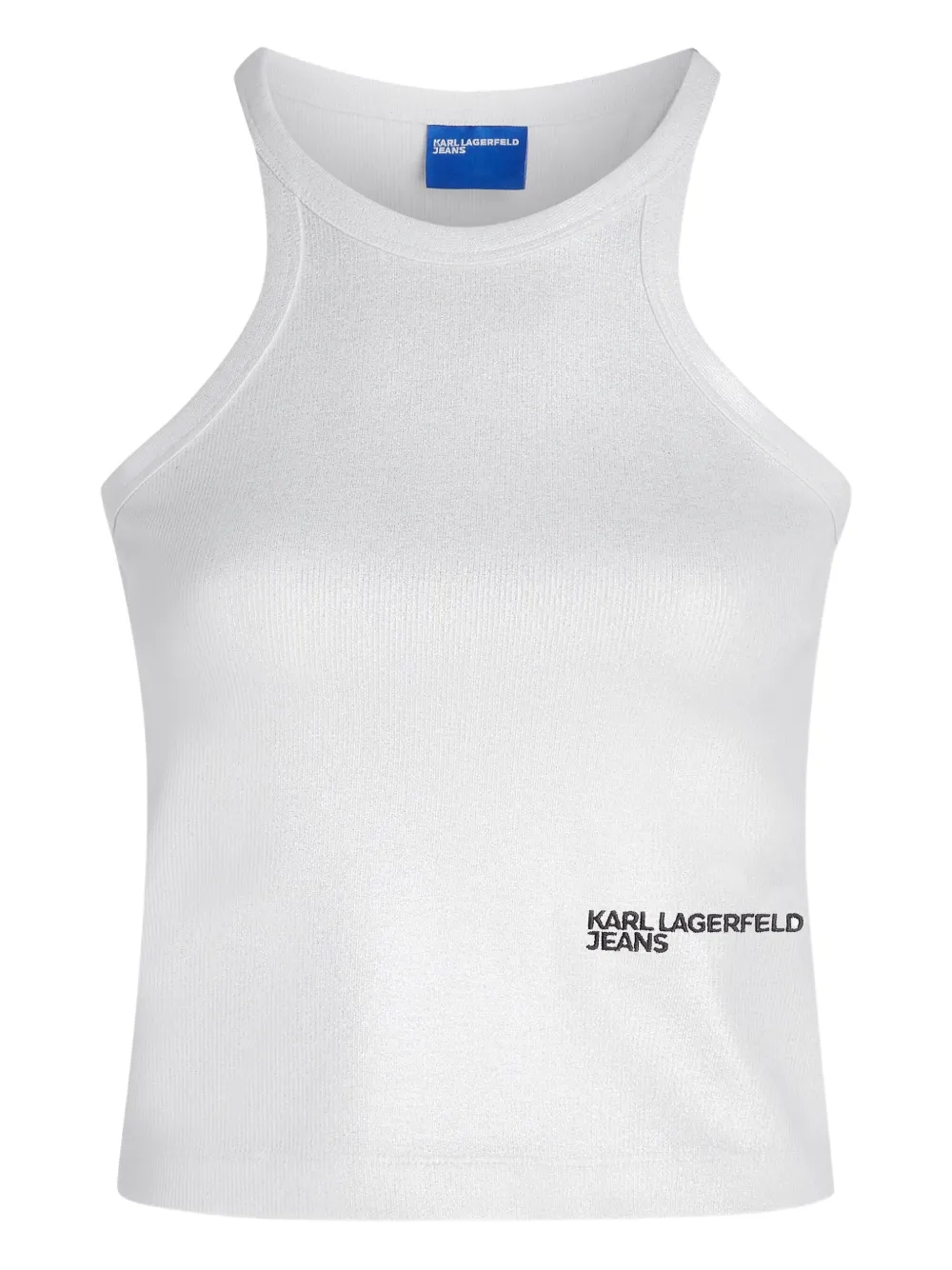 Karl Lagerfeld Jeans Ribbed Racerback Top In White