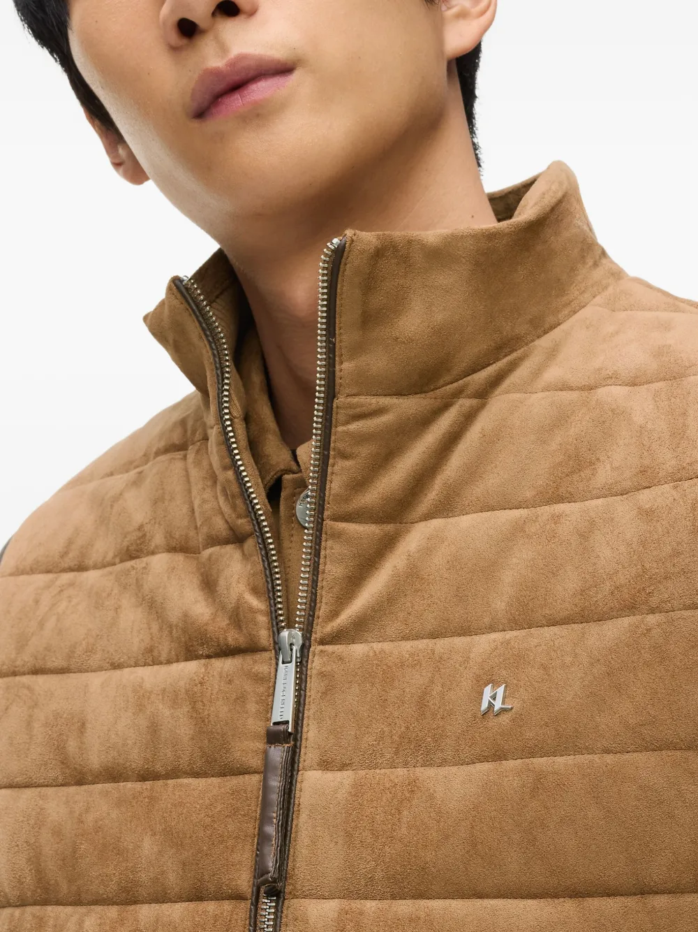 Karl Lagerfeld Gewatteerde bodywarmer van imitatie-suède Bruin