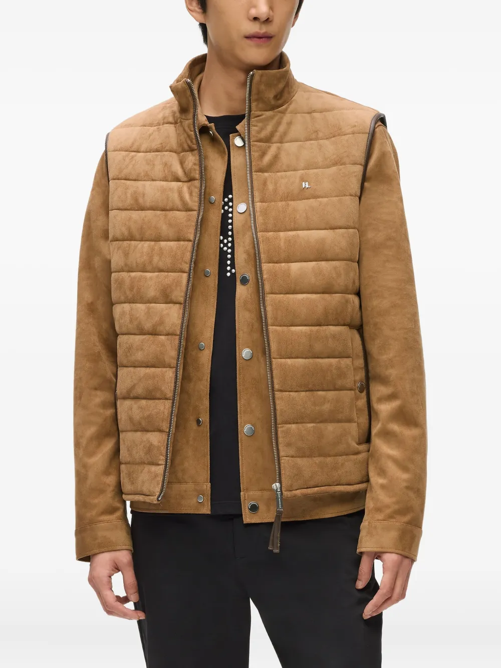 Karl Lagerfeld Gewatteerde bodywarmer van imitatie-suède Bruin