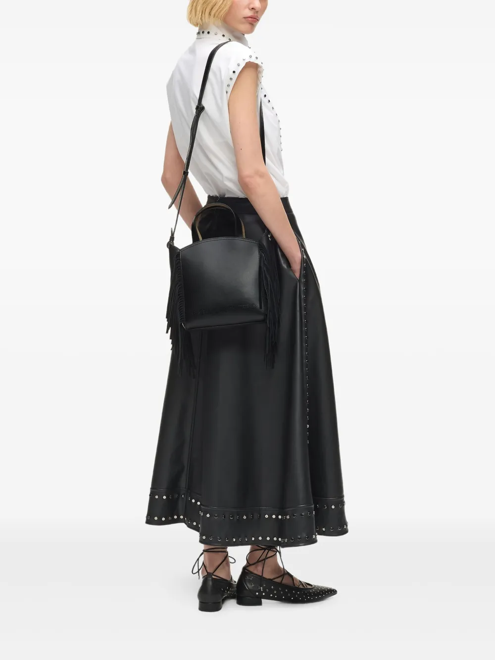 Karl Lagerfeld K/Circle kleine shopper met franje - Zwart