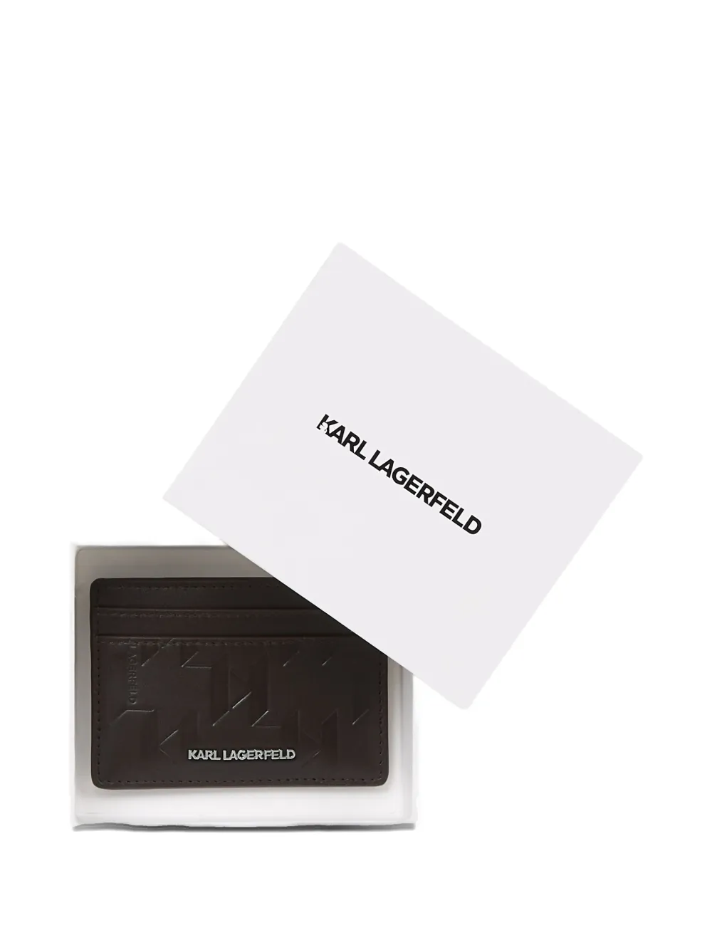 Karl Lagerfeld K/loom Leather Cardholder In Brown