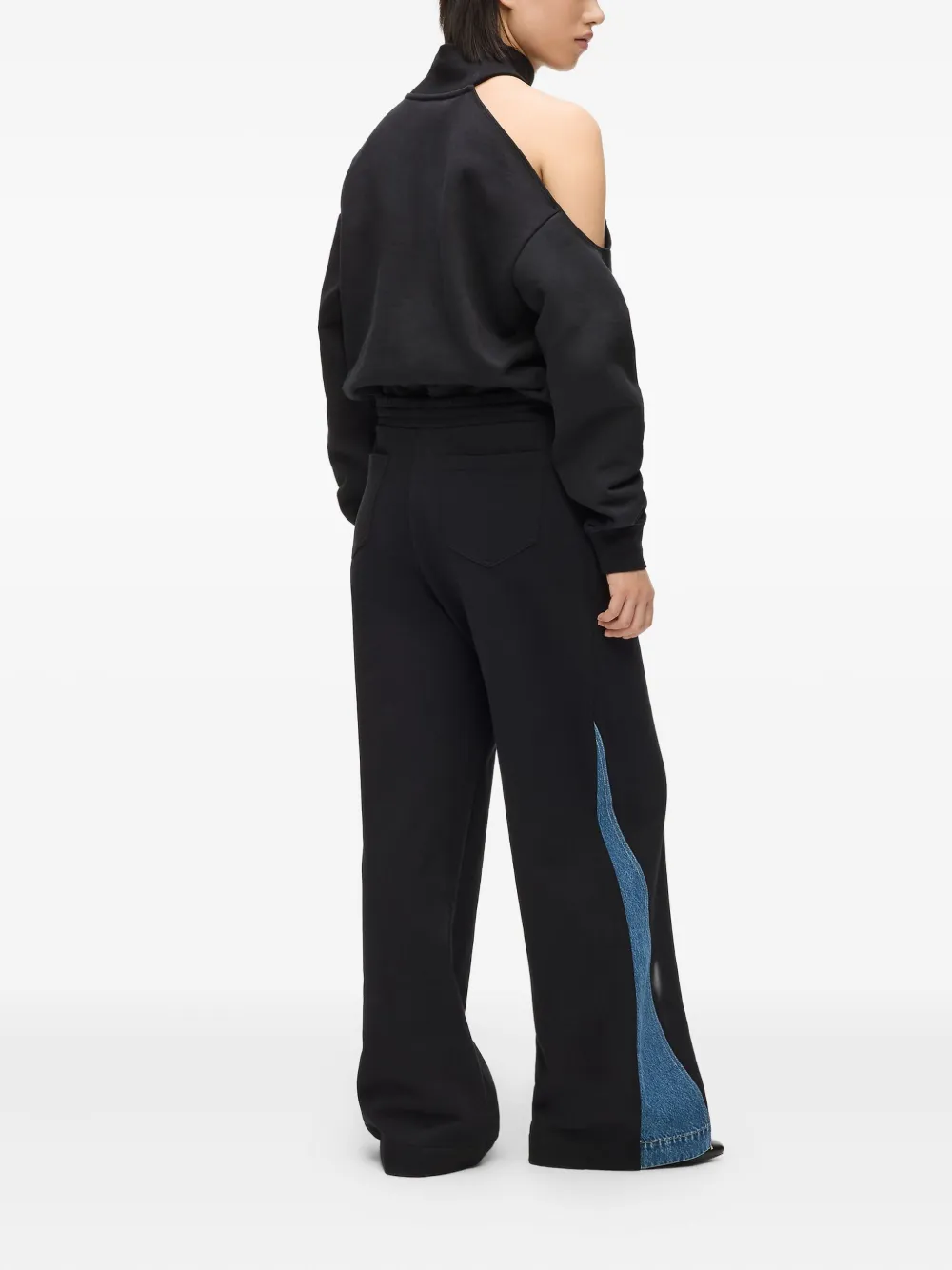 Karl Lagerfeld Jeans Denim-panelled Track Pants In Black