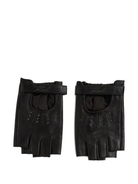 Karl Lagerfeld Signature fingerless embellished gloves