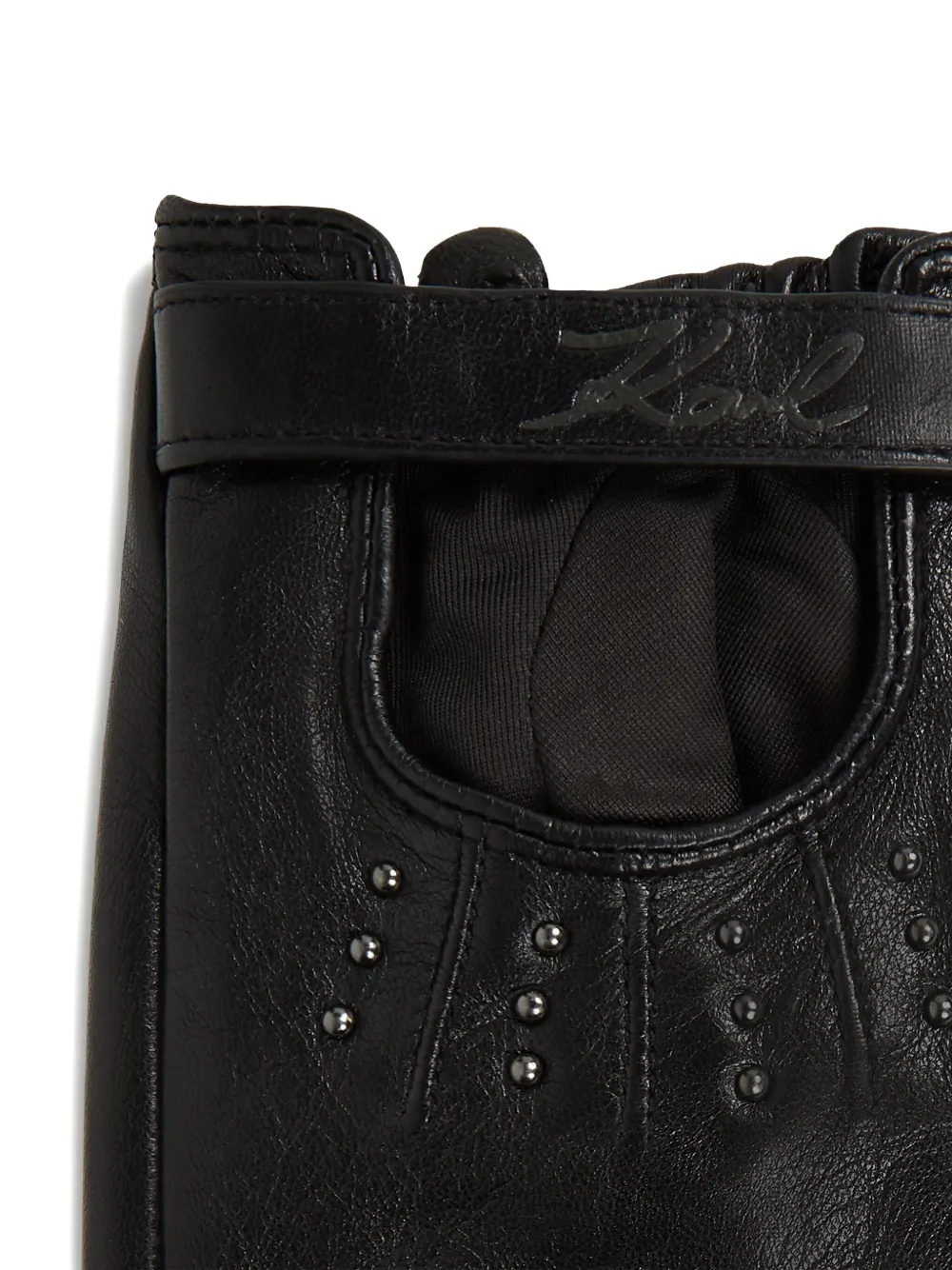 Karl Lagerfeld Signature verfraaide vingerloze handschoenen Zwart