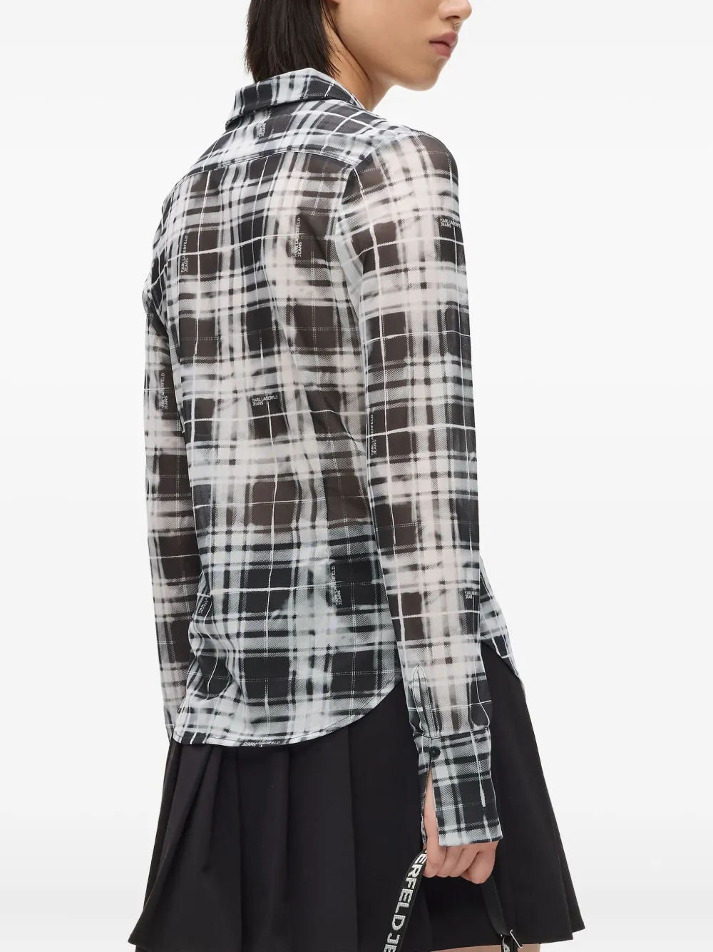 Karl Lagerfeld Jeans Checked Mesh Shirt In Animal Print