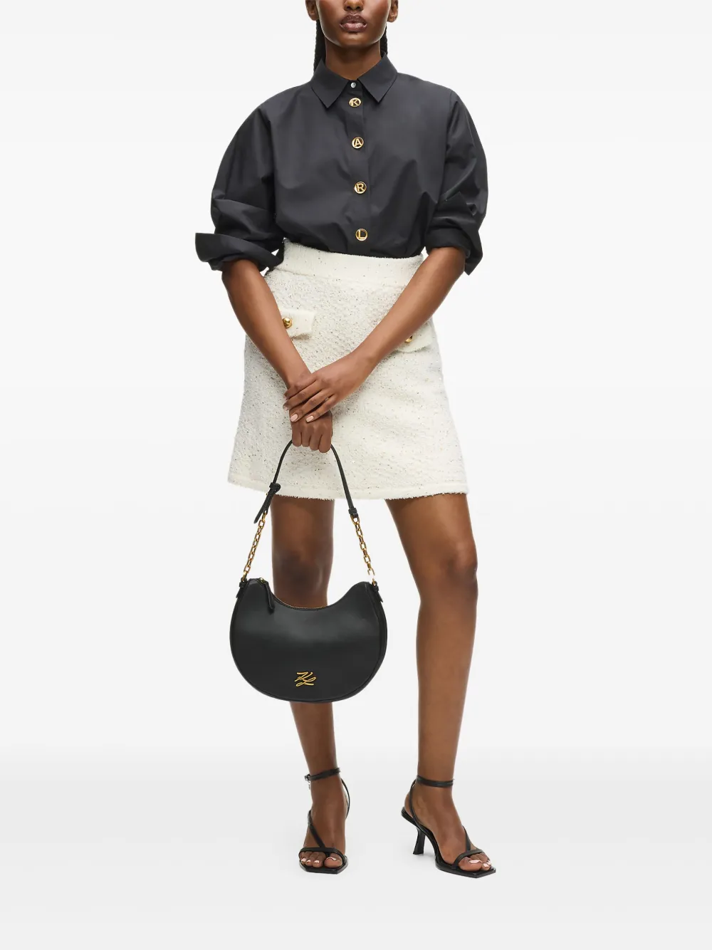 Karl Lagerfeld medium K/Autograph shoulder bag - Zwart