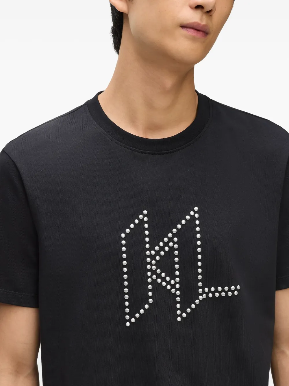Karl Lagerfeld DNA T-shirt met studs en monogram Zwart