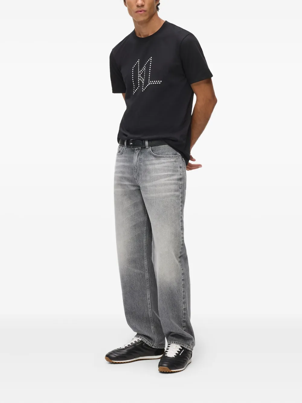 Karl Lagerfeld DNA T-shirt met studs en monogram - Zwart