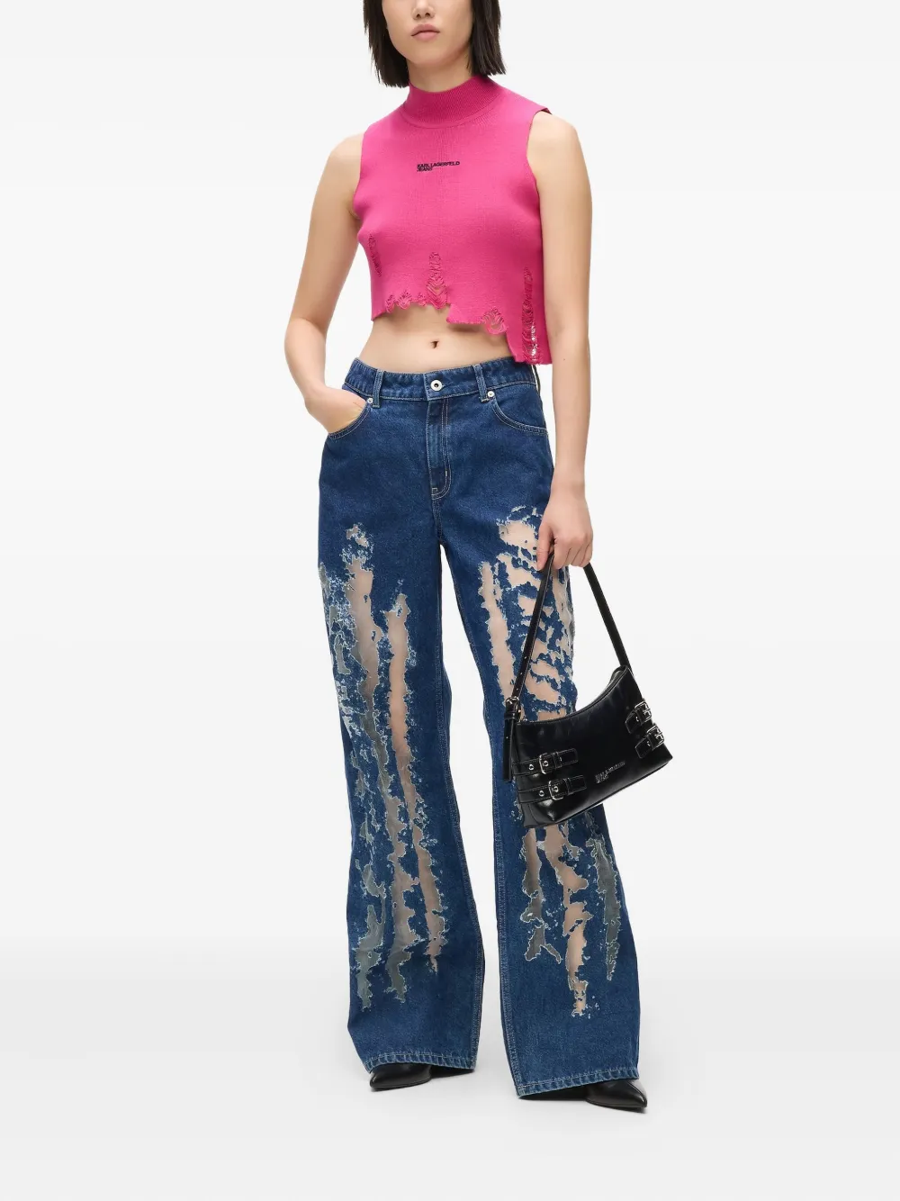 Karl Lagerfeld Jeans Gerafelde jeans - Blauw